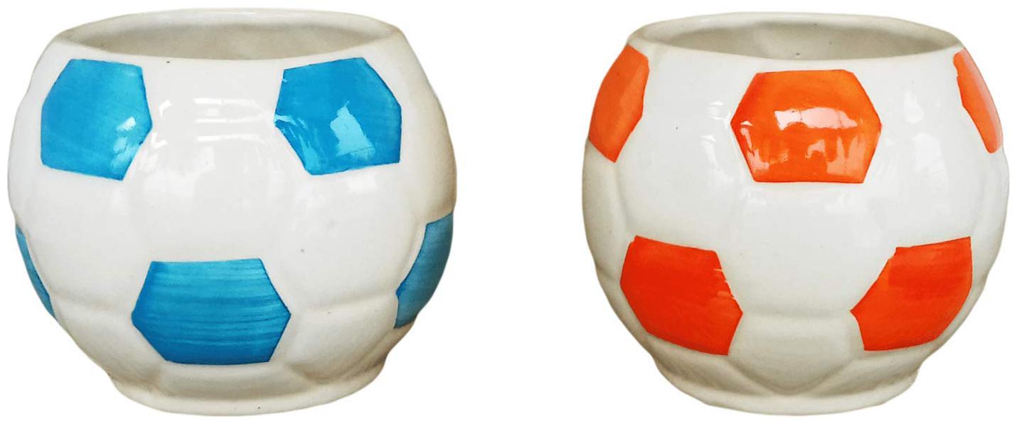 

GREEN PLANT INDOOR Football Ceramic Pot for indoor Plants Container Set of 2 PCS