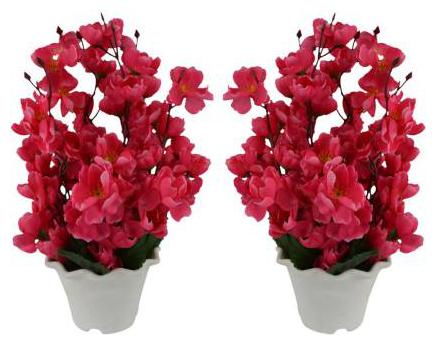 

Green Plant Indoor Artificial Orchid Bonsai Plants Set Of 2