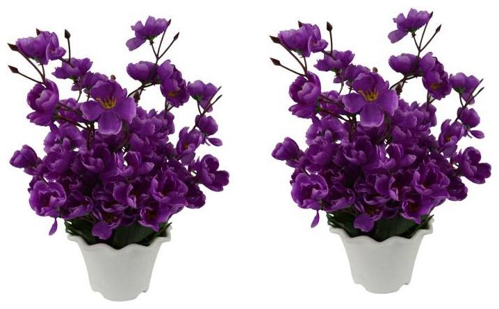

Green Plant Indoor Artificial Orchid Bonsai Plants Set Of 2