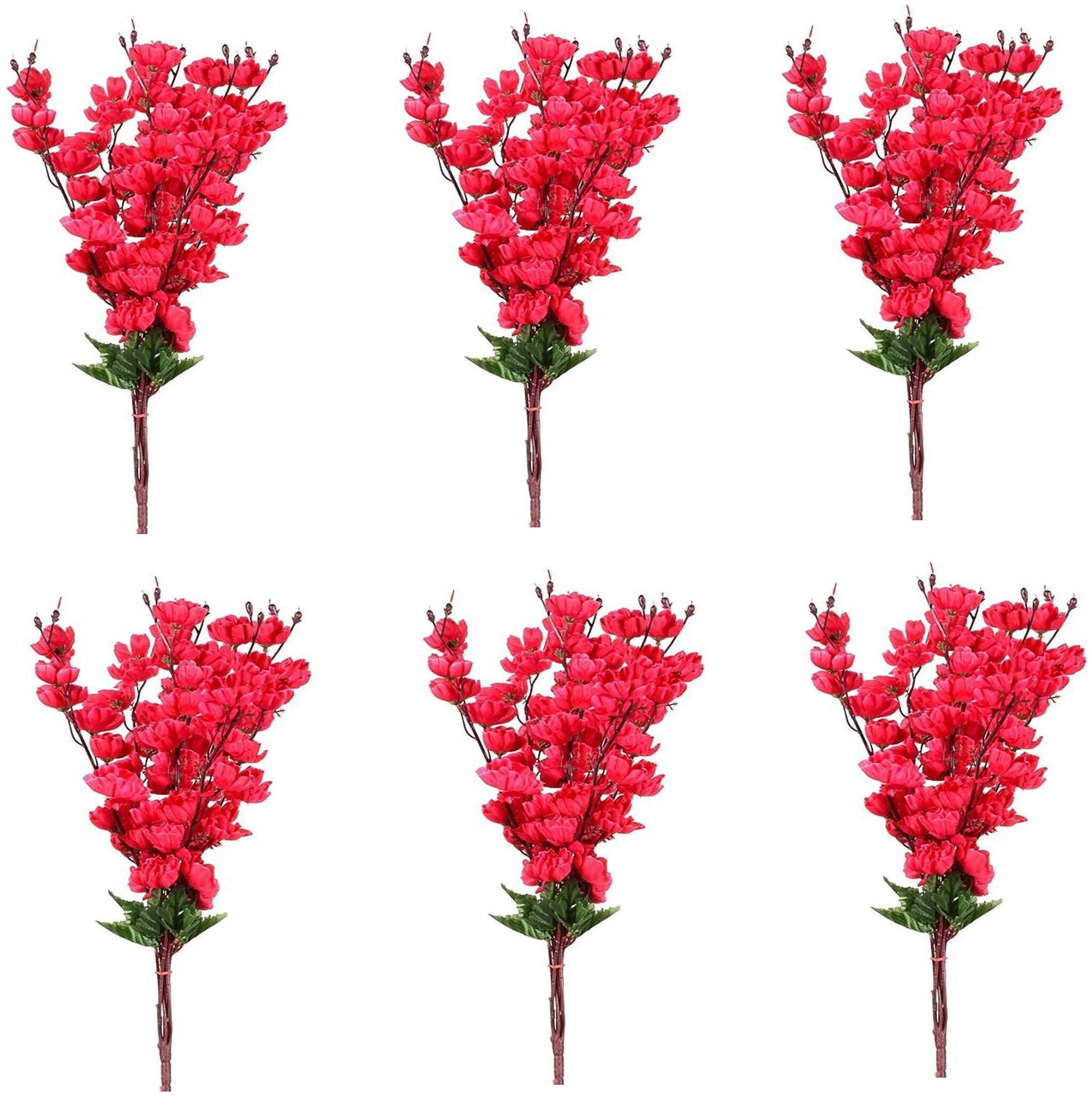 

Green Plant Indoor Artificial Orchid Flowers 7 Stick Bunch Without Pot Set Of 6