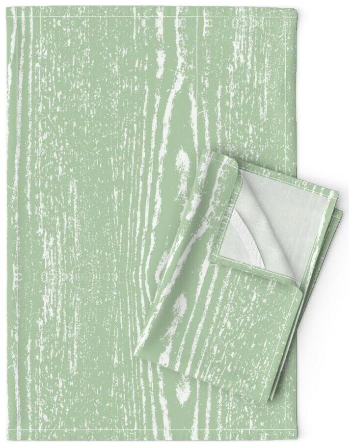 

Green Wood Grain Wedding Natural Linen Cotton Tea Towels by Roostery Set of 2