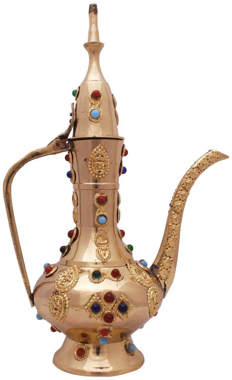 

Greentouch Crafts Home Decorative Items in Living Room Bedroom Antique Gemstone Brass Surahi Handicraft Gift -300