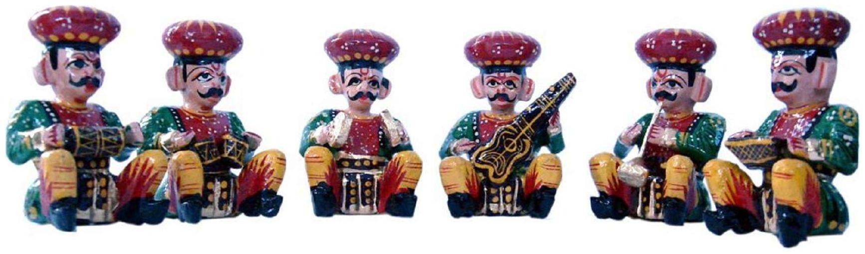 

Greentouch Crafts Wooden Rajasthani Musician Bawla (Set of 6)