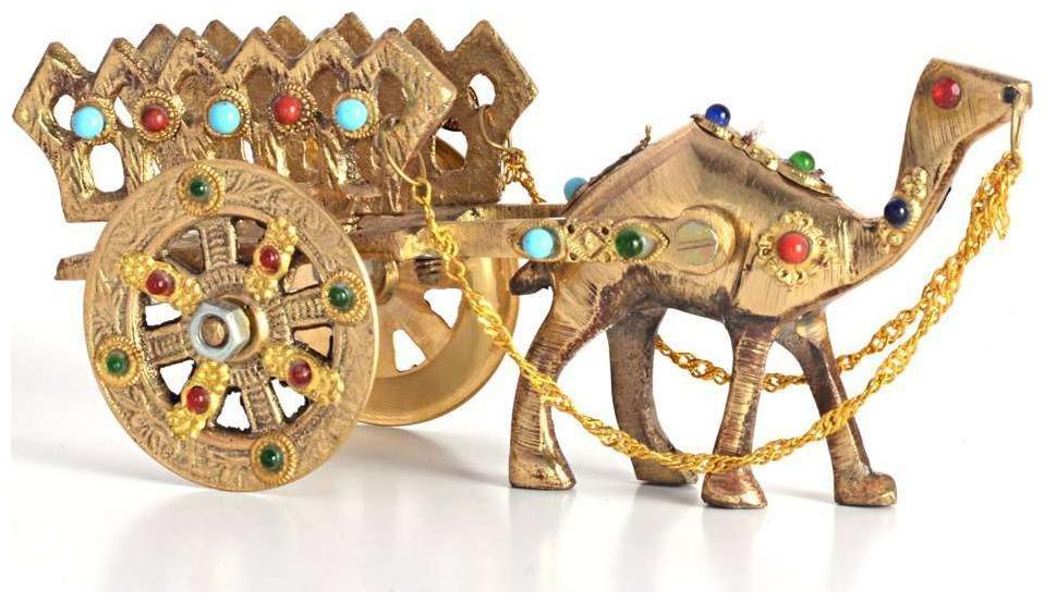 

Greentouch Crafts House Gemstone Studded Pure Brass Camel Handicraft -190