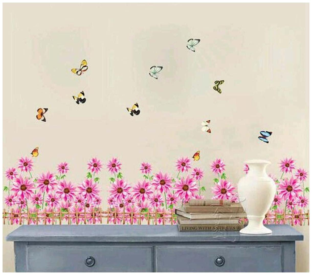 

GreenViji Pink Sunflowers Border Wall Sticker