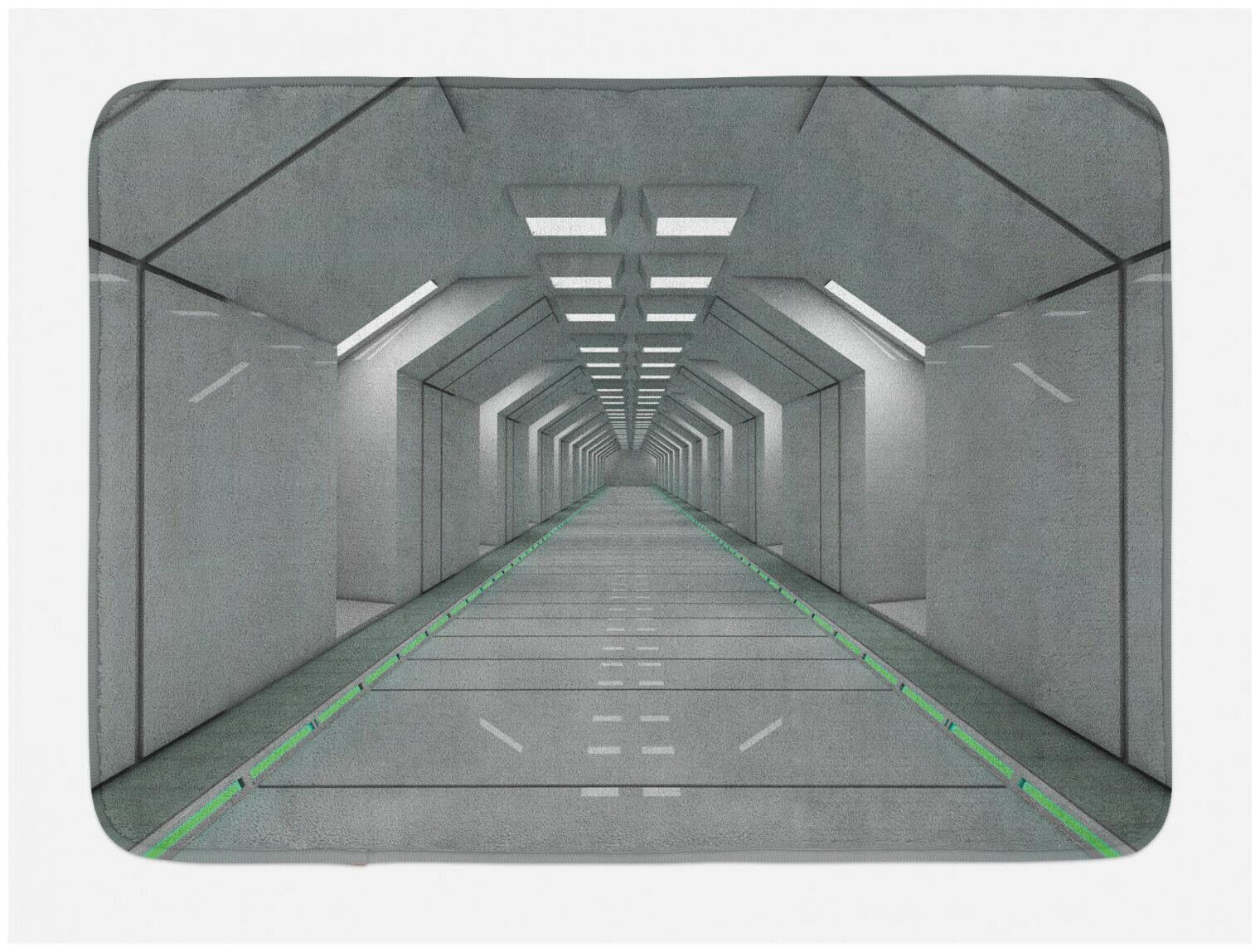 

Grey Bath Mat Corridor In Ship Space Non-Slip Plush Mat 29 5 X 17 5 Inches