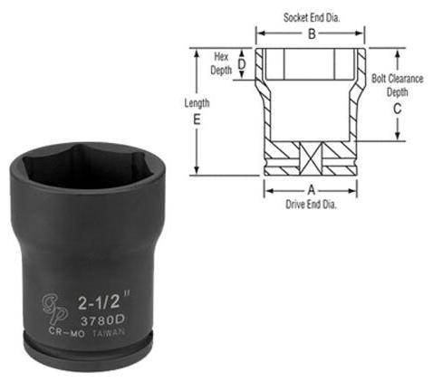 

Grey Pneumatic 3788D 3 4 Drive x 2-3 4 Deep Truck Pinion Locknut Socket