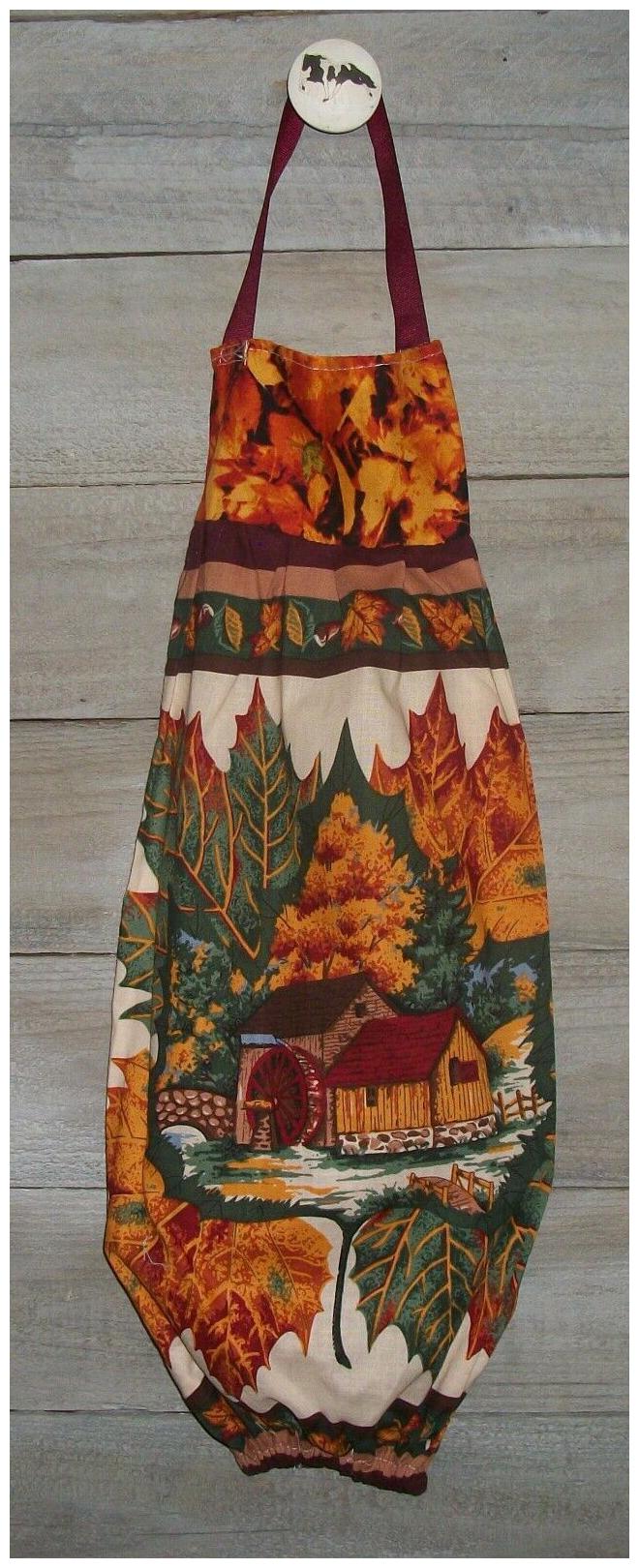 

Gristmill Water Mill Fall Maple Leaves Plastic Grocery Bag Rag Sock Holder