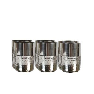

SMART SERVE Groove stainless steel high quality 18 10grade Glasses capacity 300ml set of 6pcs Hammered design high quality attractiveglasses