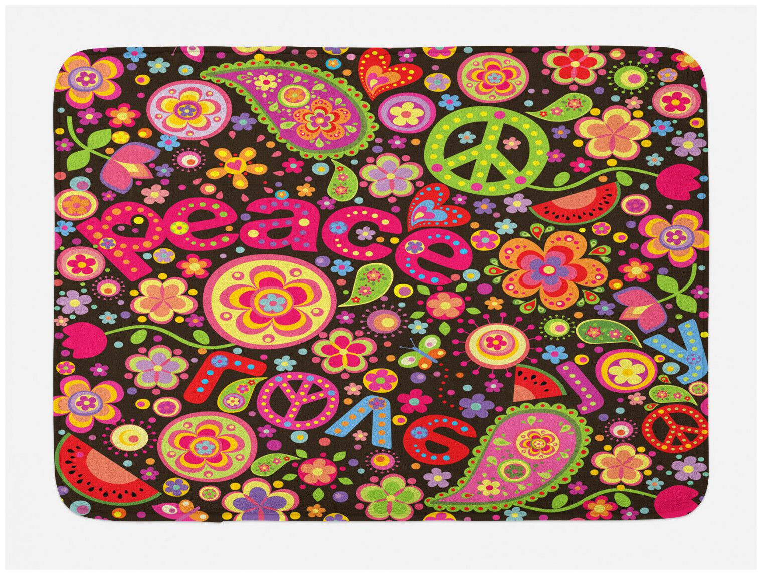 

Groovy Bath Mat Hippie Paisley Leaves Non-Slip Plush Mat 29 5 X 17 5 Inches