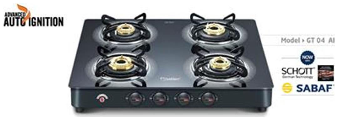 

Prestige Royale 4 Burner Automatic Regular Black Gas Stove