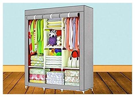 

GTC 6 2 Layer Fancy And Portable Foldable Collapsible Closet Cabinet (Need To Be Assembled) (88130) (Grey)