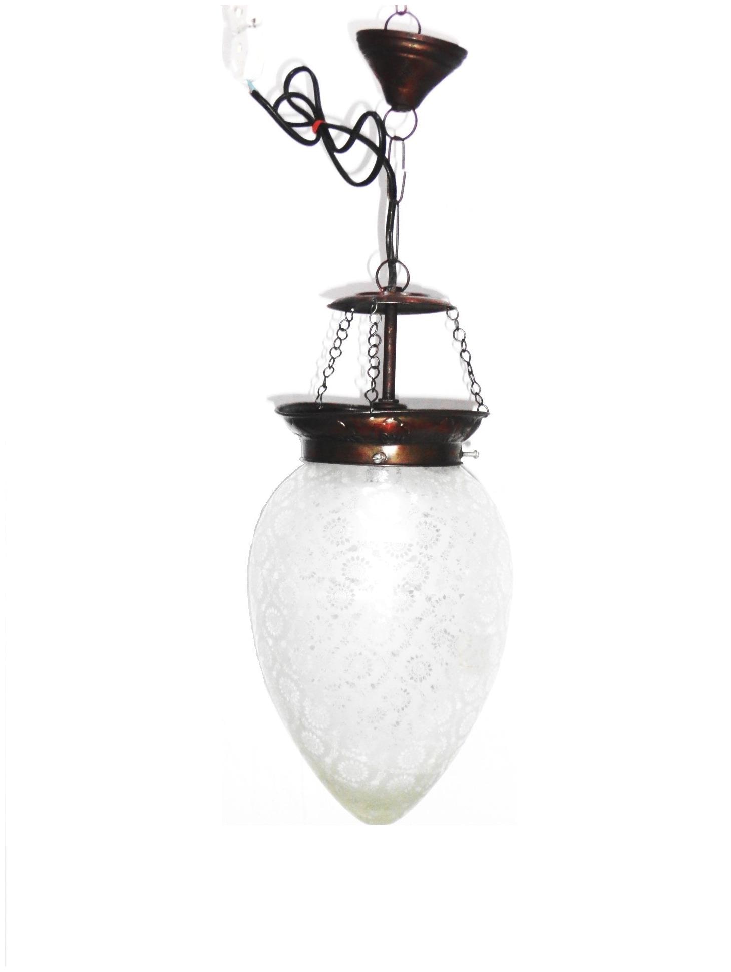

Gupta Glass Exports White Etched Hanging Lamp