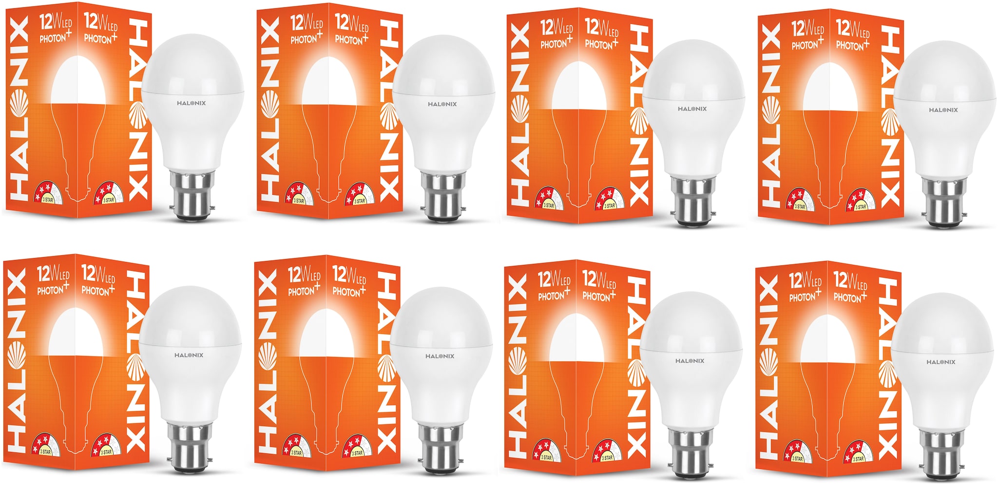 

Halonix 12-Watt Photon Plus Base B22 LED Bulb (Cool Day Light) (Pack of 8)