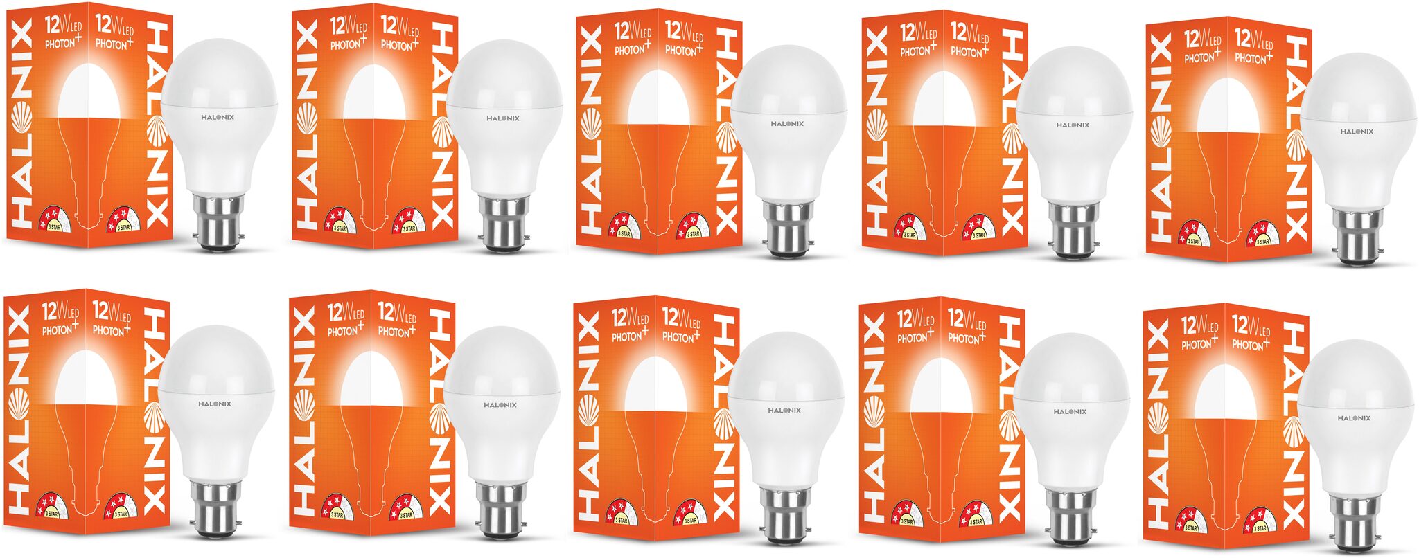 

Halonix 12-Watt Photon Plus Base B22 LED Bulb (Cool Day Light) (Pack of 10)