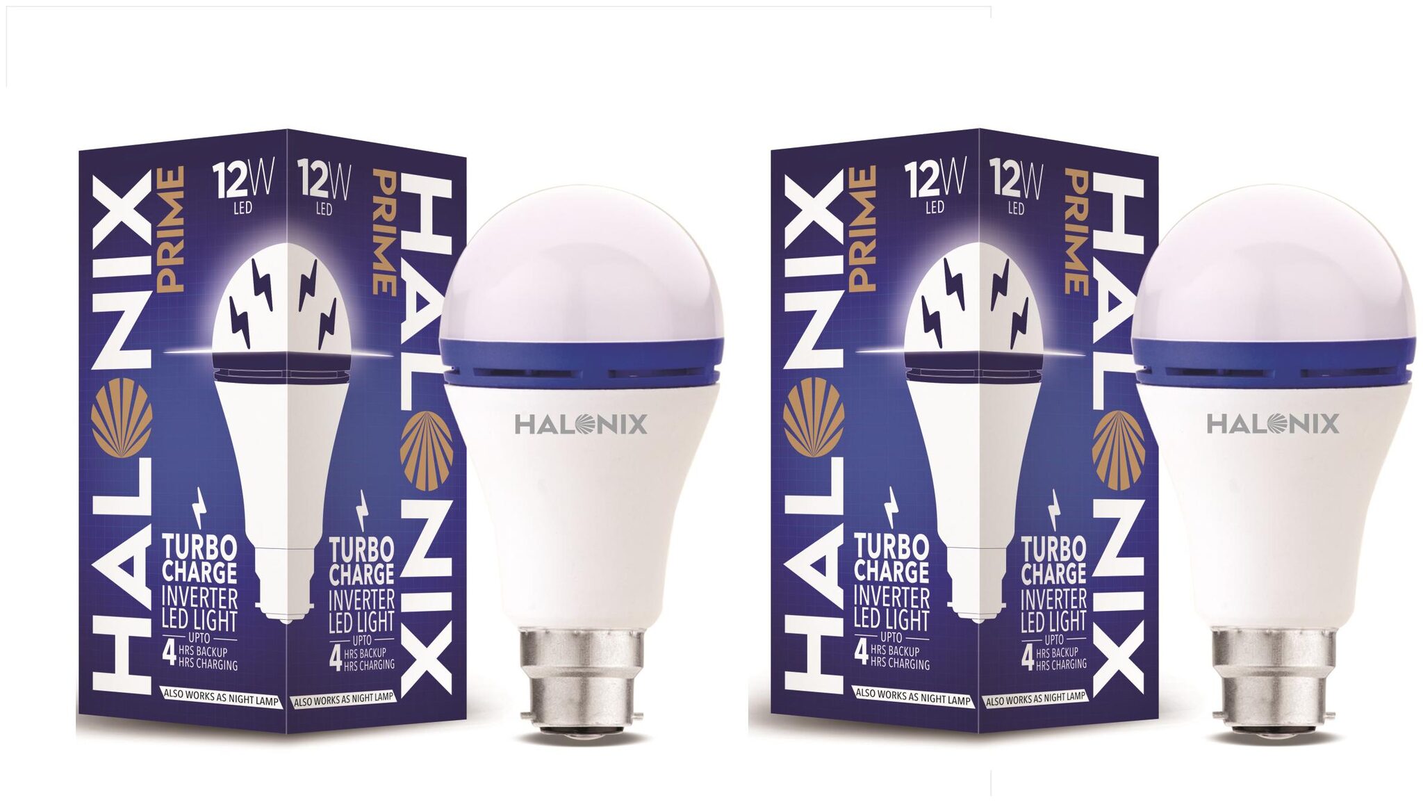 

Halonix 12W Turbo Rechargeable Inverter Led Bulb B22 Cool day Light (Pack Of 2)