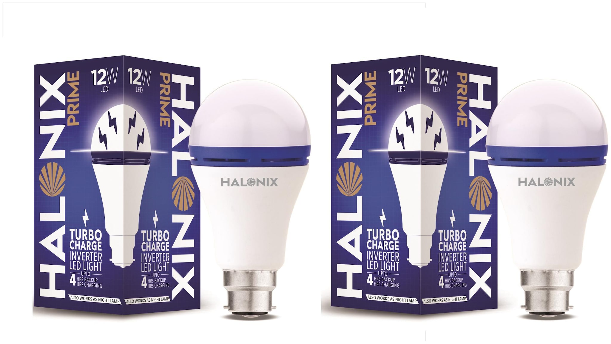 

Halonix 12W Turbo Rechargeable Inverter Led Bulb B22 Cool day Light (Pack Of 2)