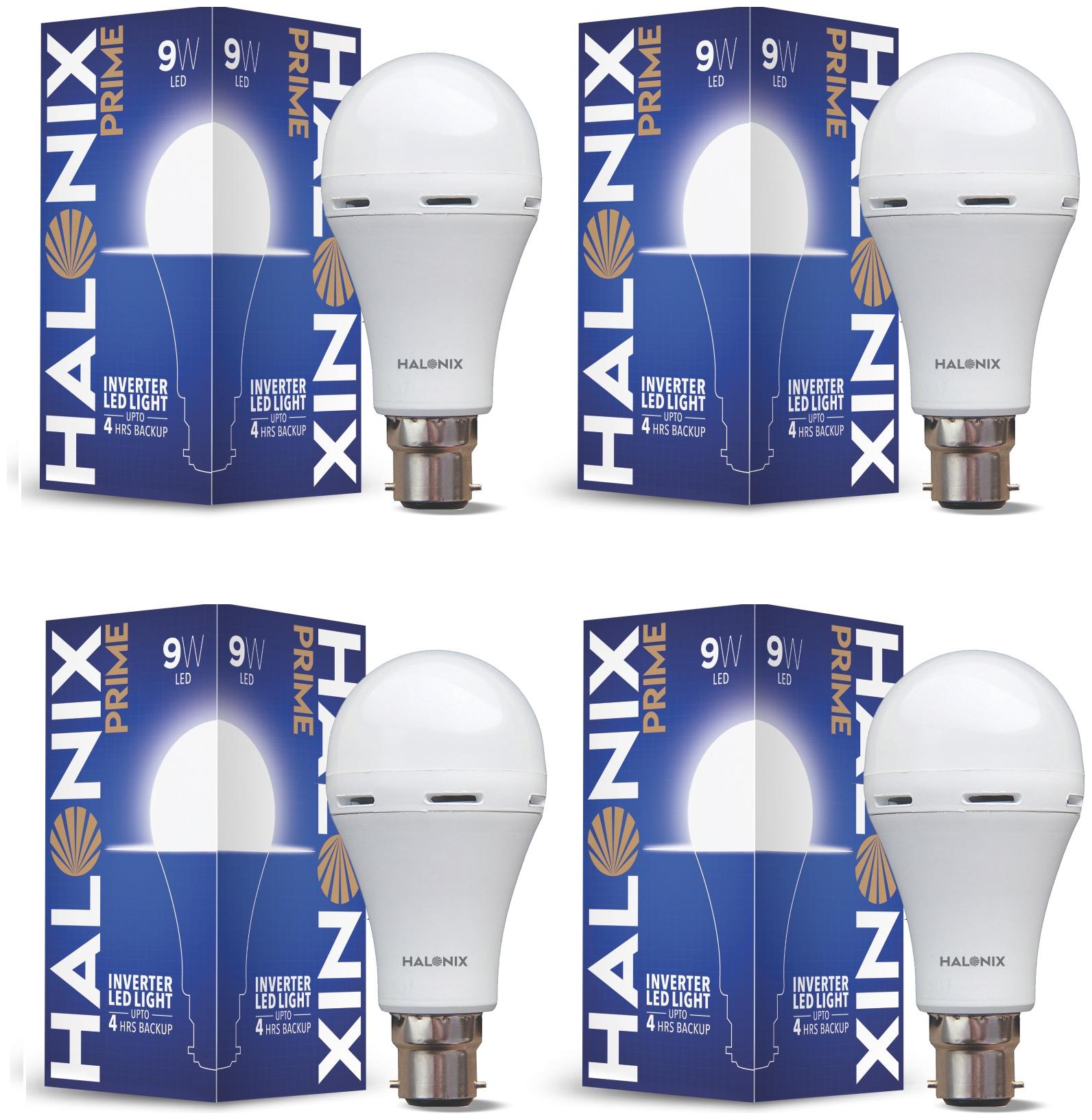

Halonix 9W Rechargeable Inverter Led Bulb B22 Cool day Light (Pack Of 4)