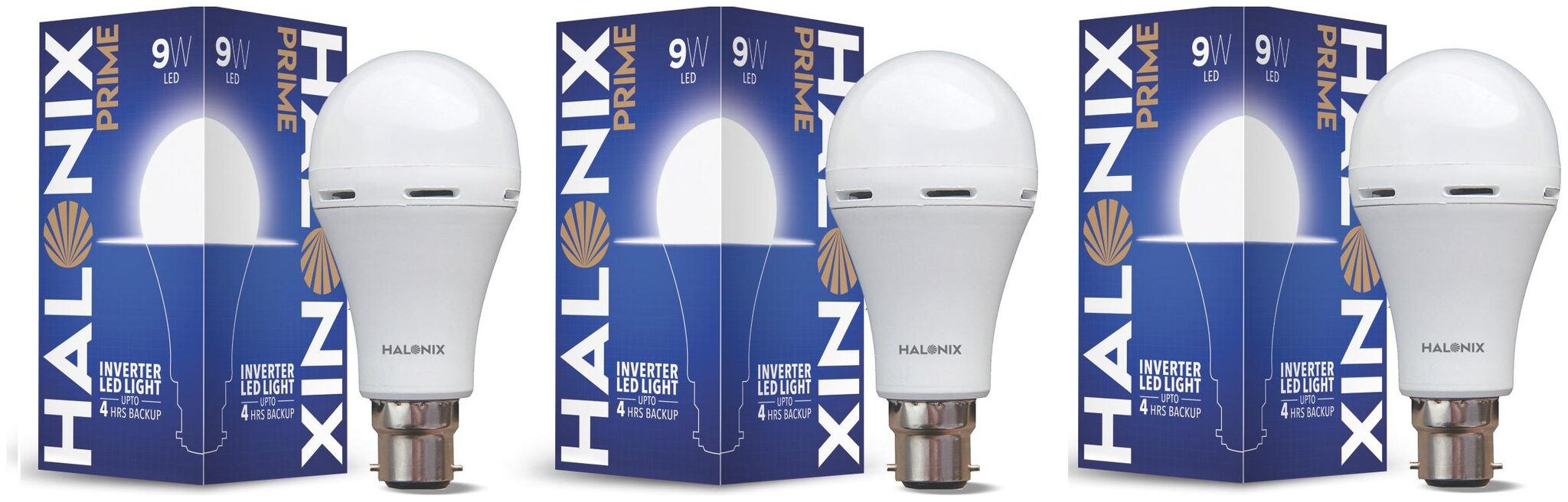 

Halonix 9W Rechargeable Inverter Led Bulb B22 Cool day Light (Pack Of 3)