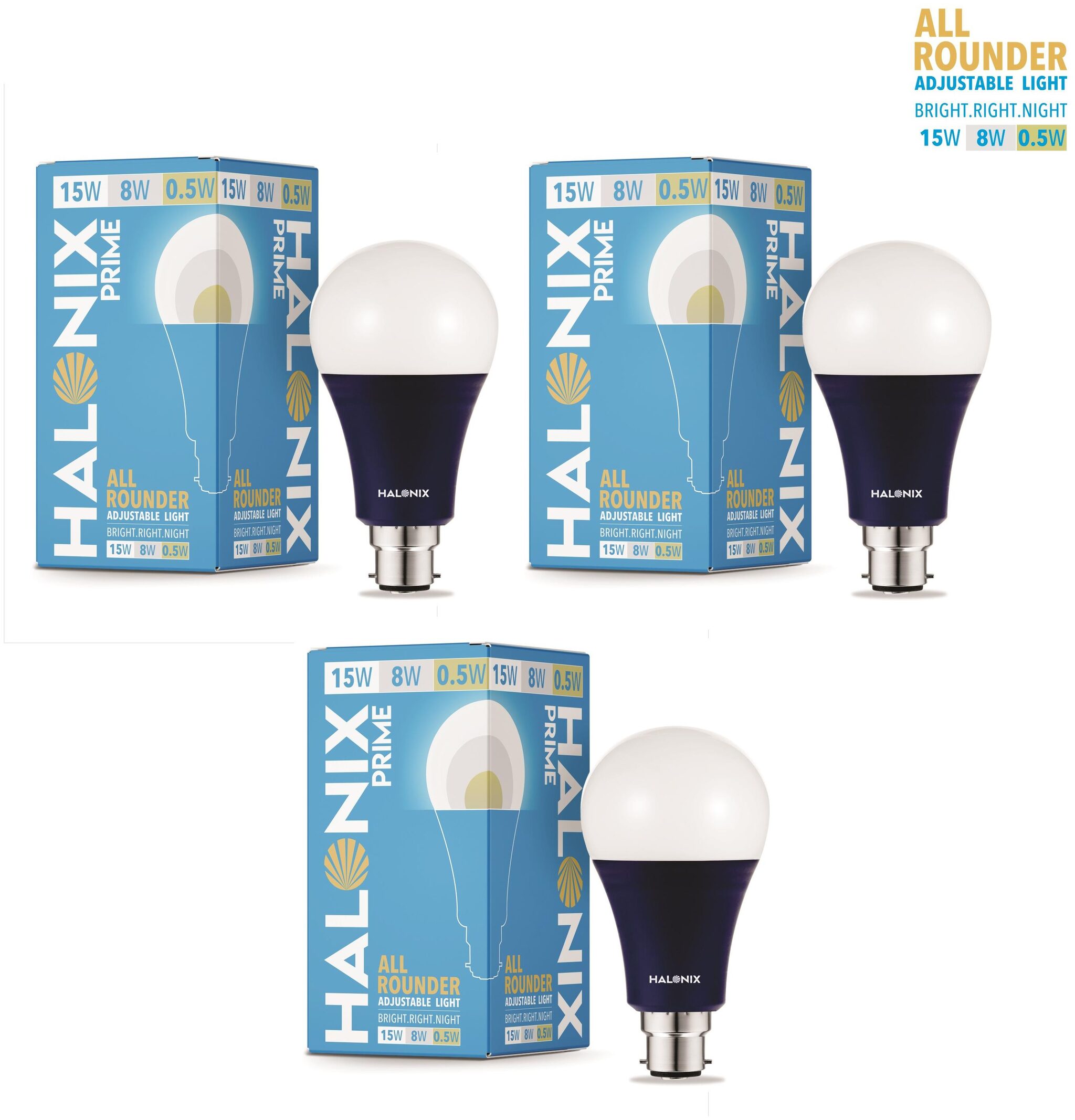 

Halonix All rounder wattage 15W 8W 0 5W Led Bulb Pack of 3