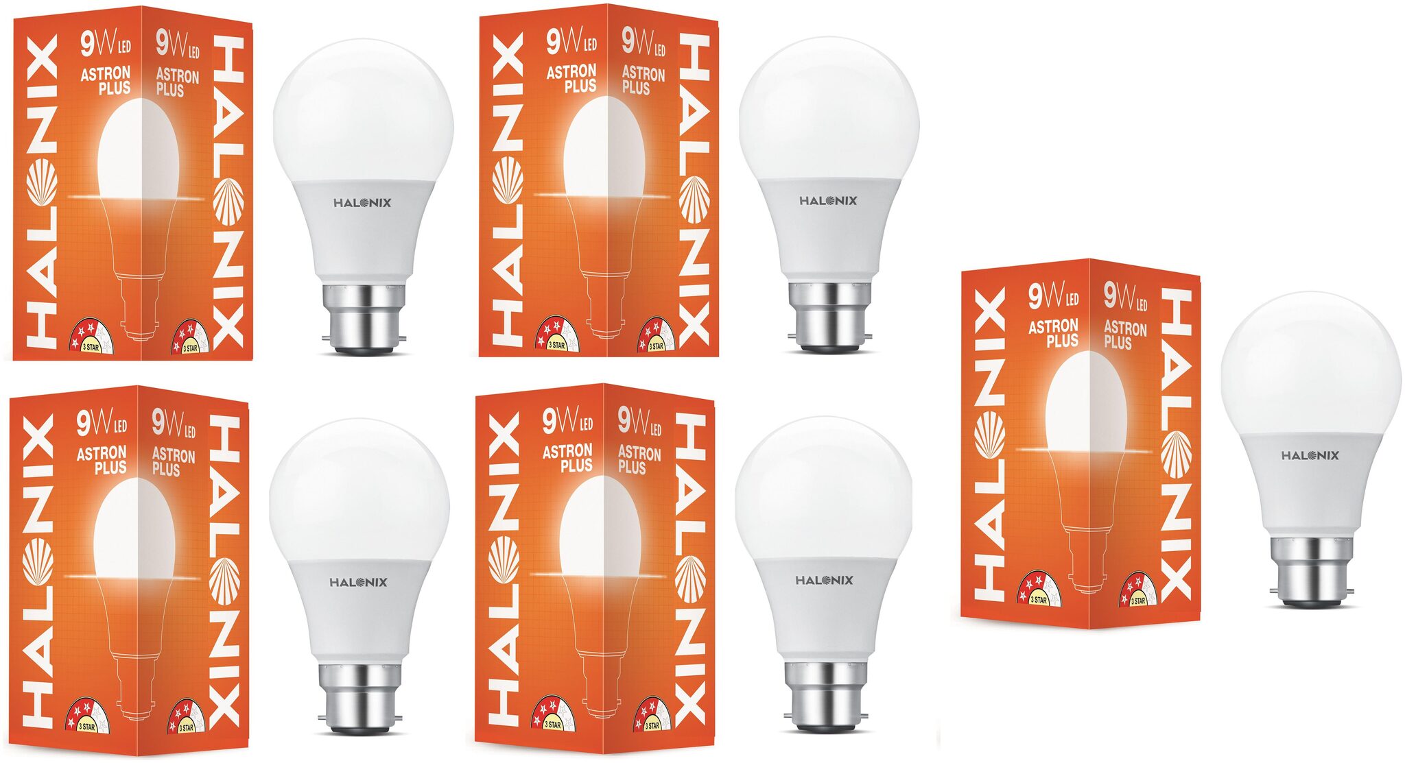 

Halonix Astron Plus Base B22 9-Watt Cool day Light Led Bulb (Pack of 5)