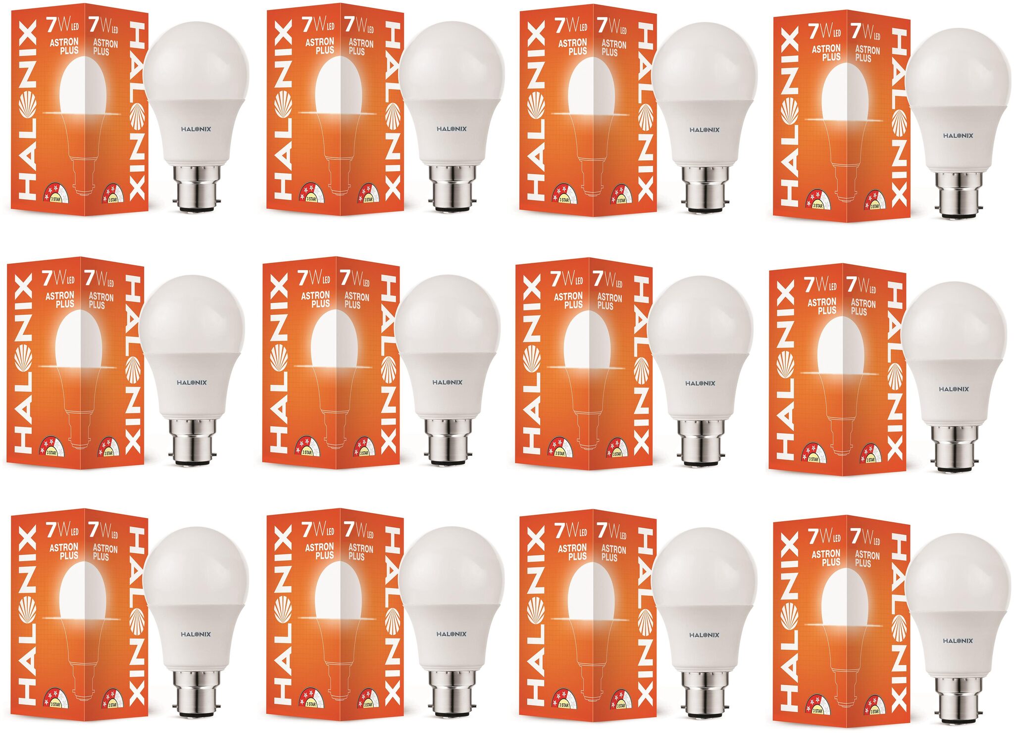 

Halonix Astron Plus Base B22 7-Watt Cool day Light Led Bulb Pack of 12