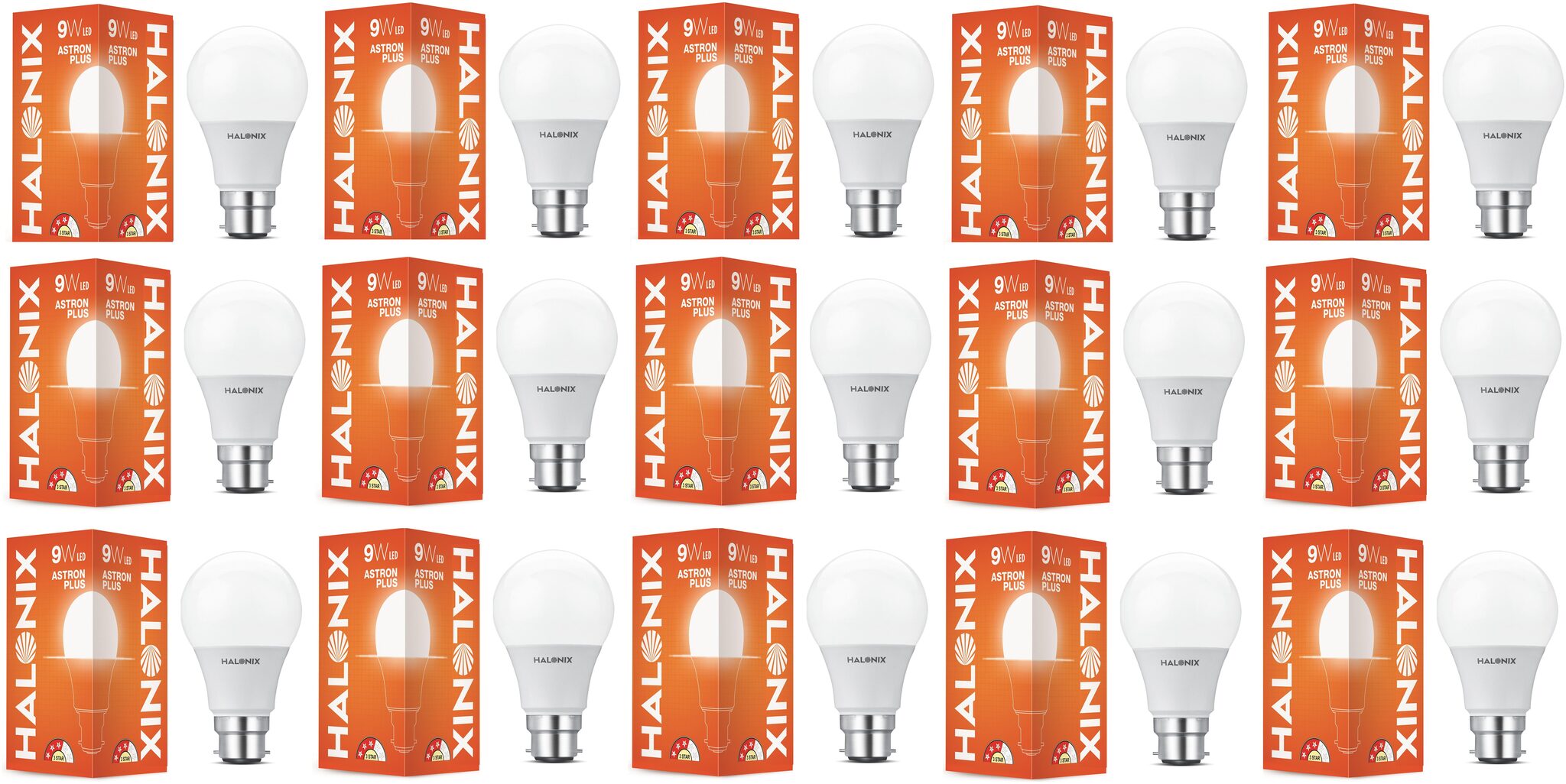 

Halonix Astron Plus Base B22 9-Watt Cool day Light Led Bulb (Pack of 15)