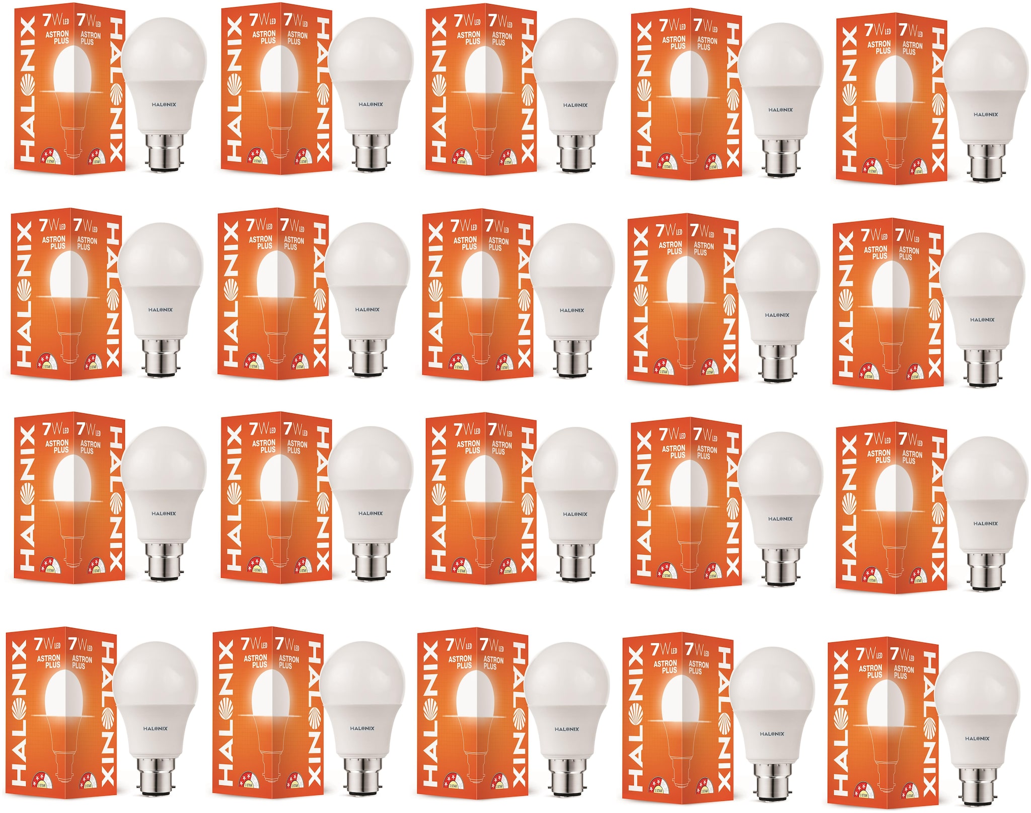 

Halonix Astron Plus Base B22 7-Watt Cool day Light Led Bulb (Pack of 20)