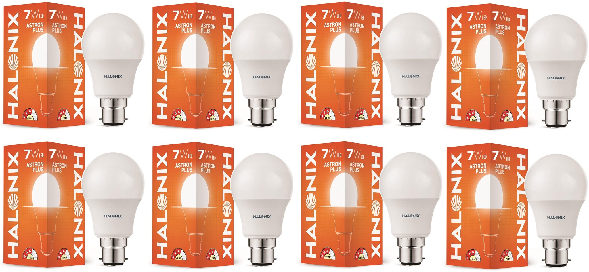 

Halonix Astron Plus Base B22 7-Watt Led Bulb (Pack Of 8 Cool )