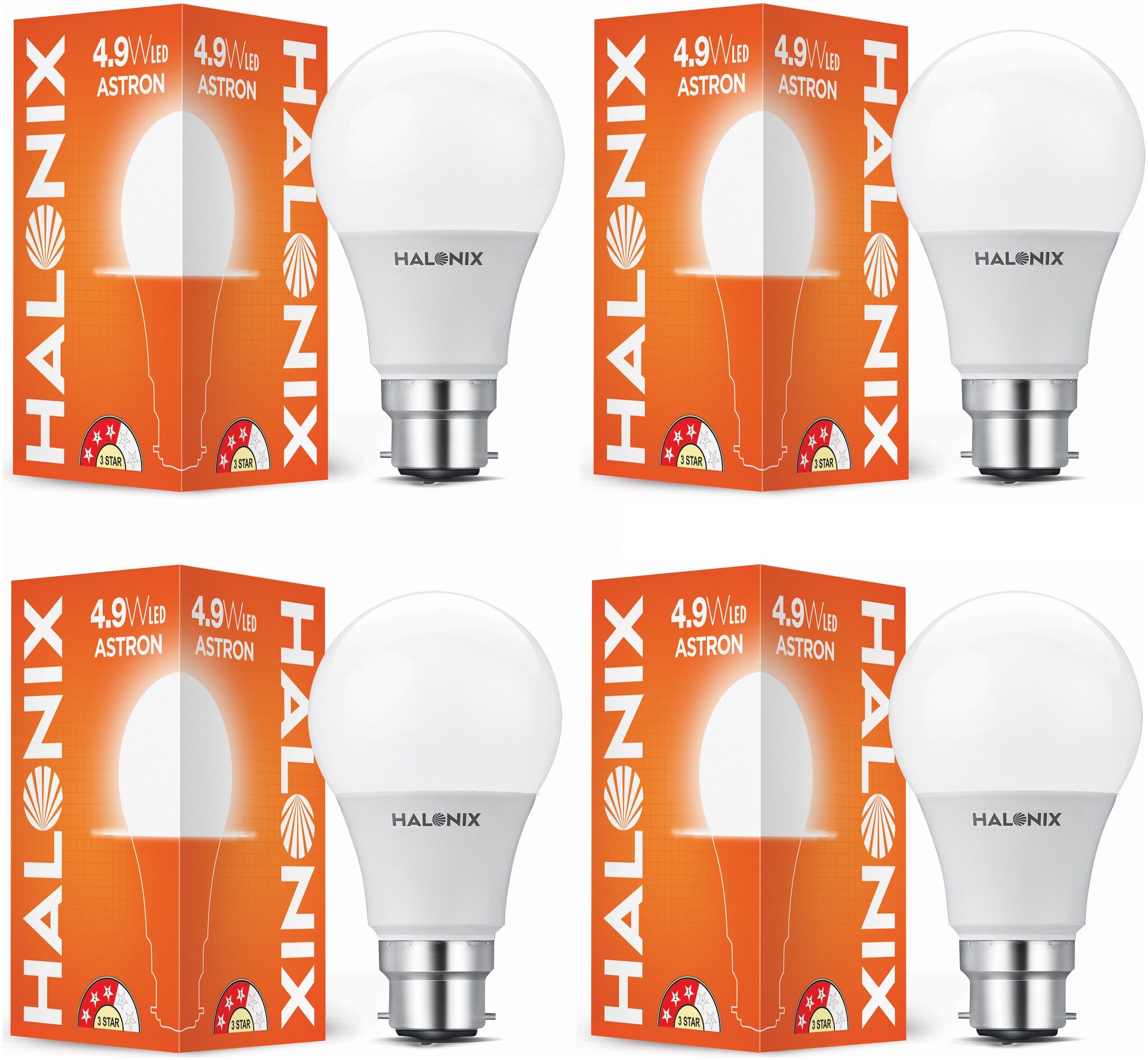 

Halonix ASTRON Base B22 4 9-Watt LED Bulb (Pack of 4 Cool white)