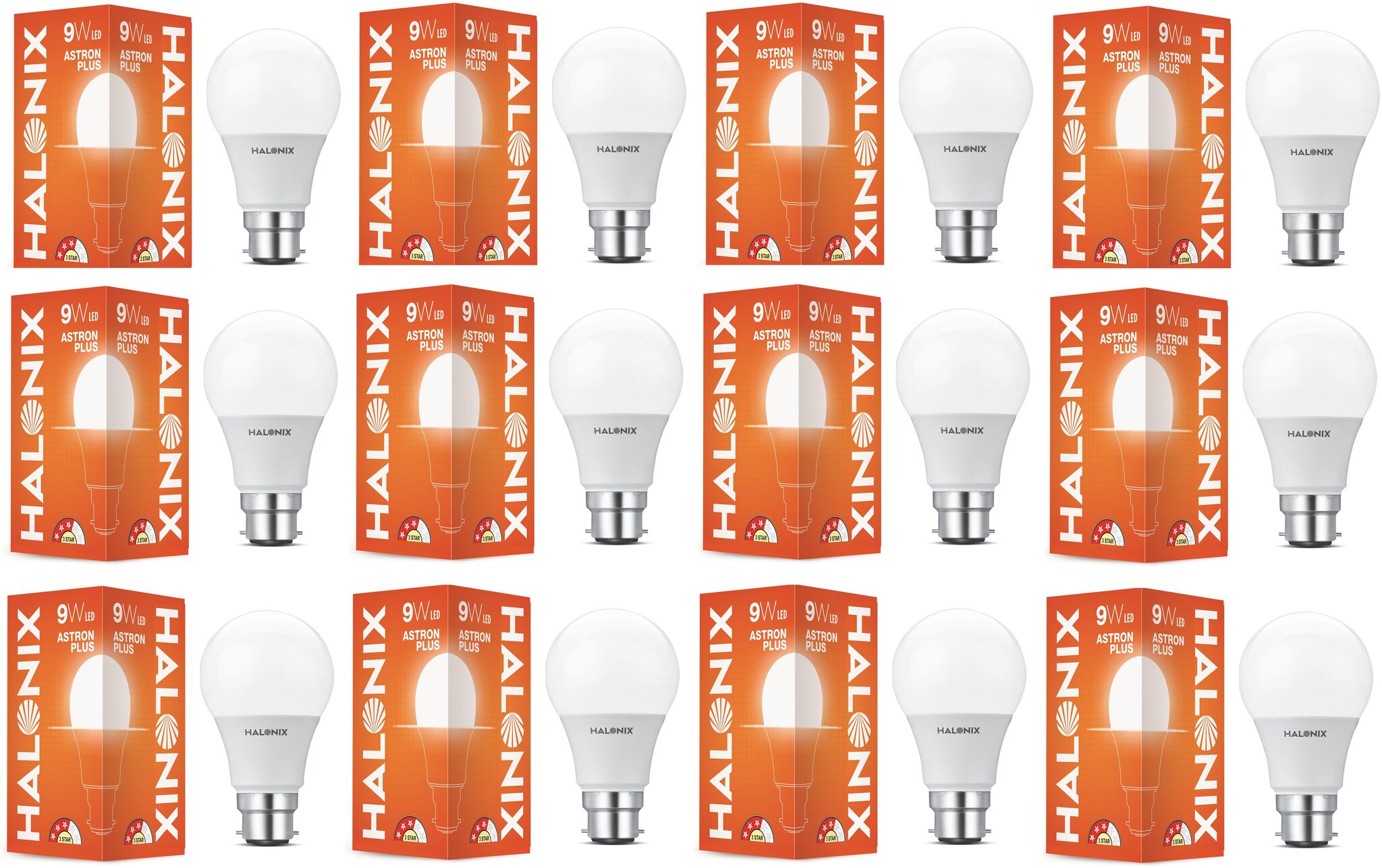 

Halonix Astron Plus Base B22 9-Watt Cool day Light Led Bulb (Pack of 12)