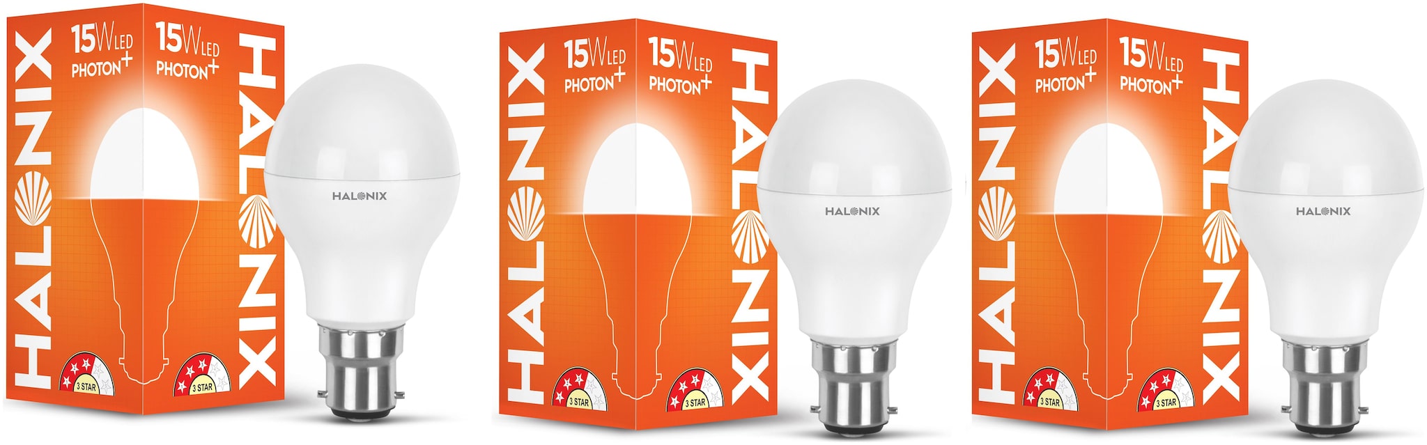 

Halonix Photon Plus Base B22 15-Watt LED Bulb (Cool Day Light) (Pack of 3)
