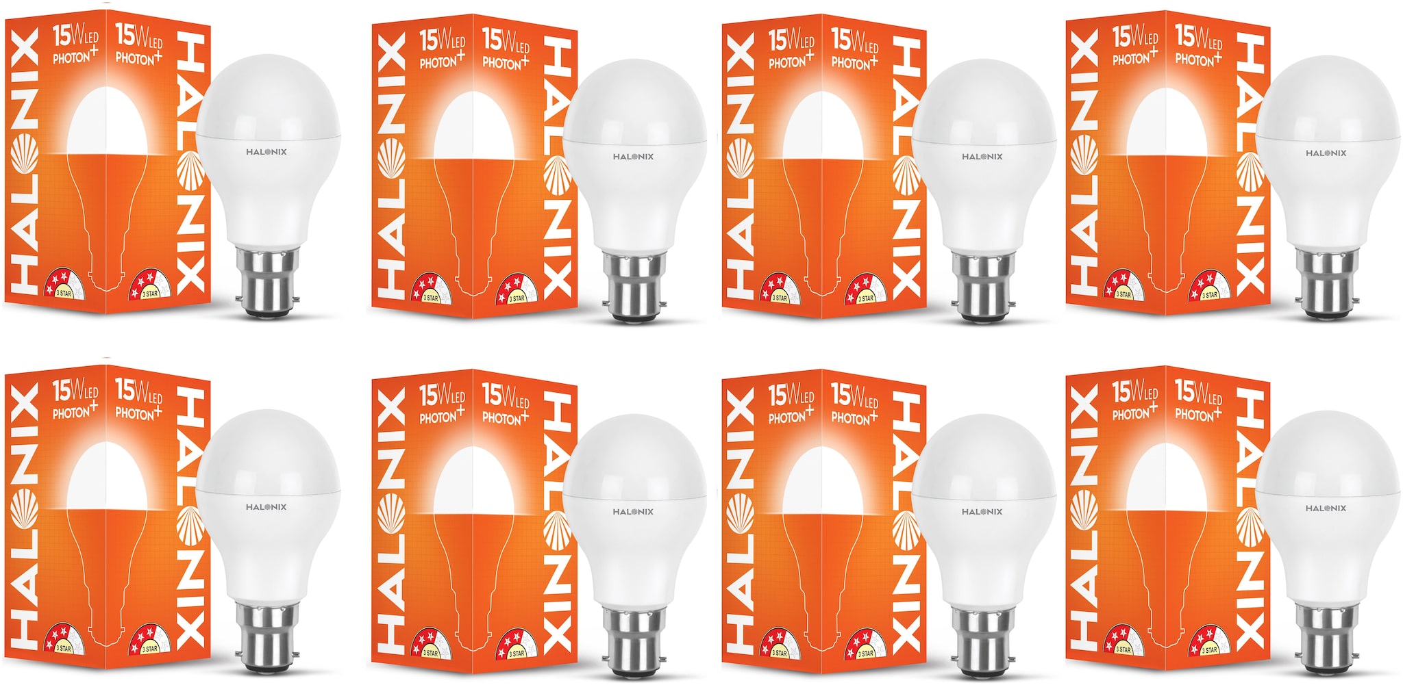 

Halonix Photon Plus Base B22 15-Watt LED Bulb (Cool Day Light) (Pack of 8)