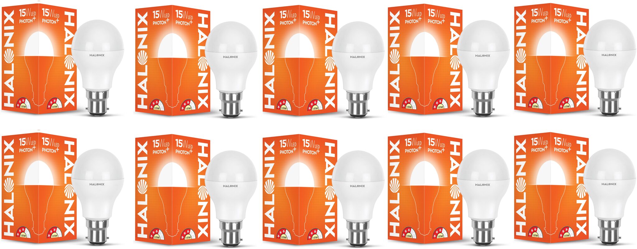 

Halonix Photon Plus Base B22 15-Watt LED Bulb (Cool Day Light) (Pack of 10)