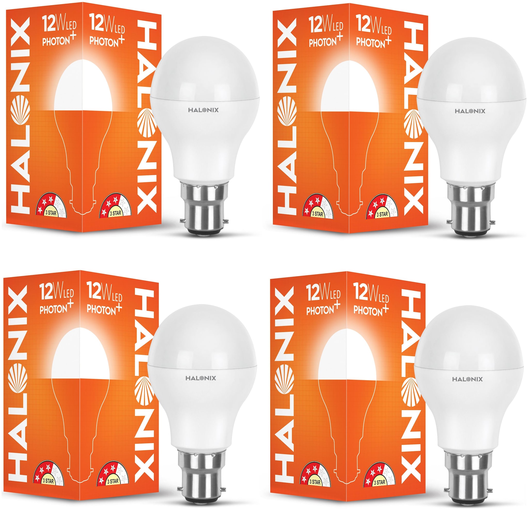 

Halonix Photon Plus Base B22 12-W LED Bulb (Pack of 4 Cool Day Light)