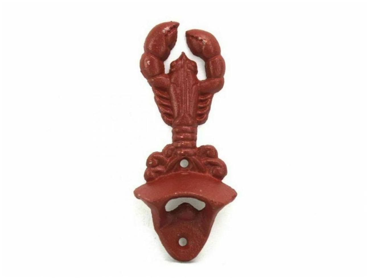 

Hampton Nautical K-9113-ww-red Red Whitewashed Cast Iron Wall Mounted Lobster Bo