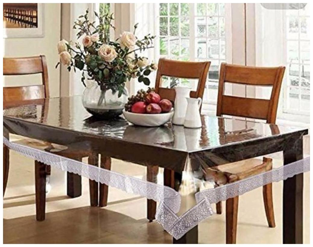 

HANBOK PVC Transparent dinning table cover with silver border
