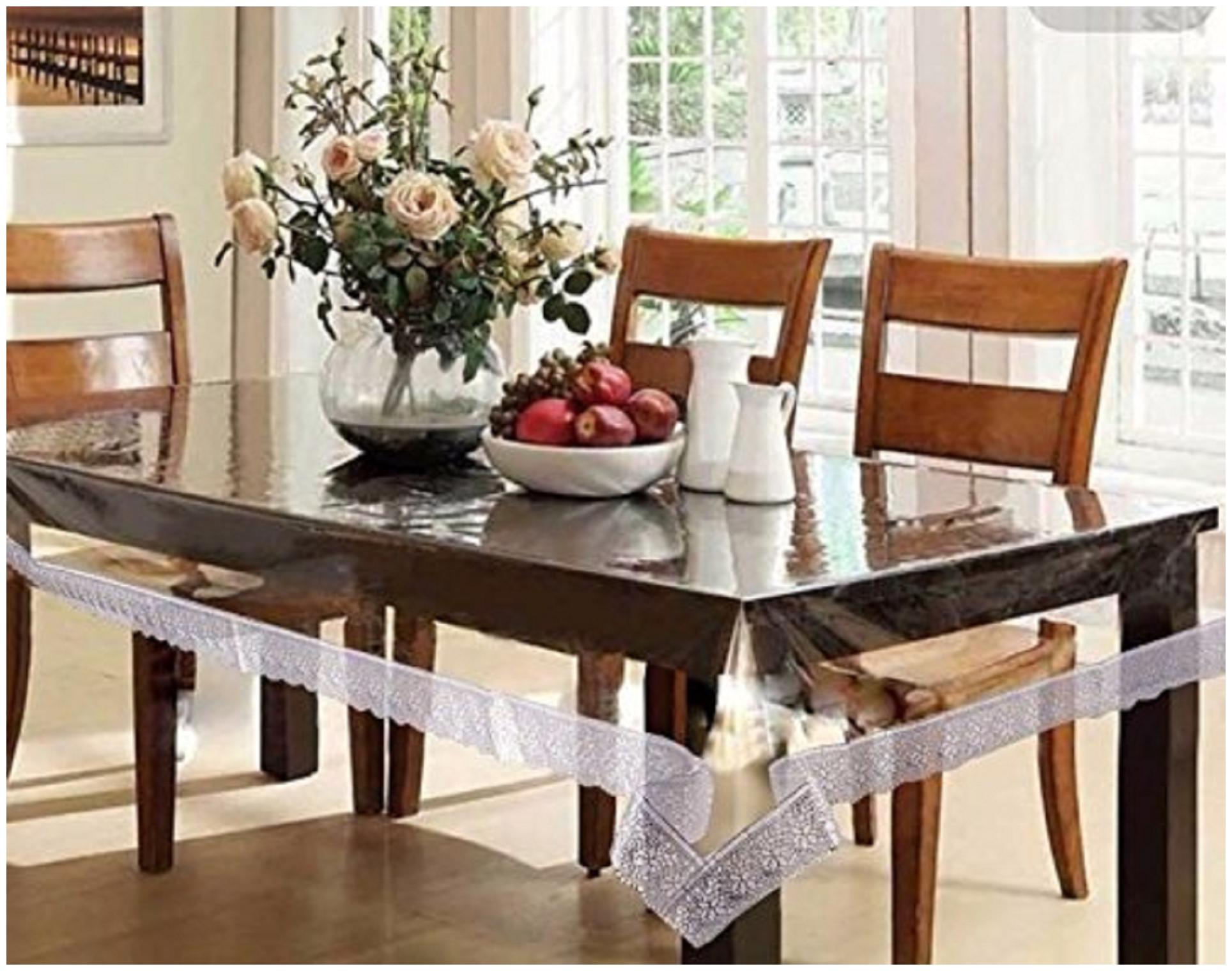 

HANBOK TRANSPARENT DINING TABLE COVER WITH SILVER LACE (60 X 90)