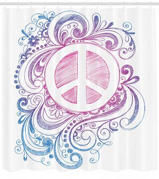 Buy Hand Drawn Style Peace Sign And Swirls Freedom Hippie Art