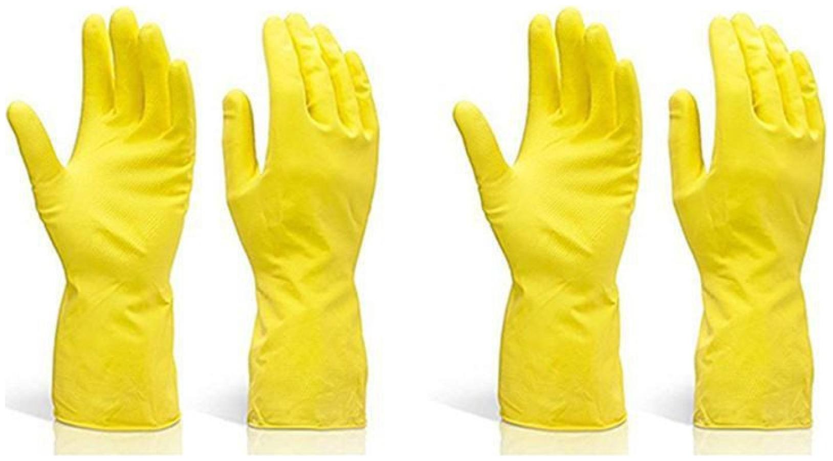 

Hand Gloves for Washing Cleaning Kitchen and Garden Hand Care Household Rubber Gloves Large Wet and Dry Glove Set (Pair of 2) Yellow