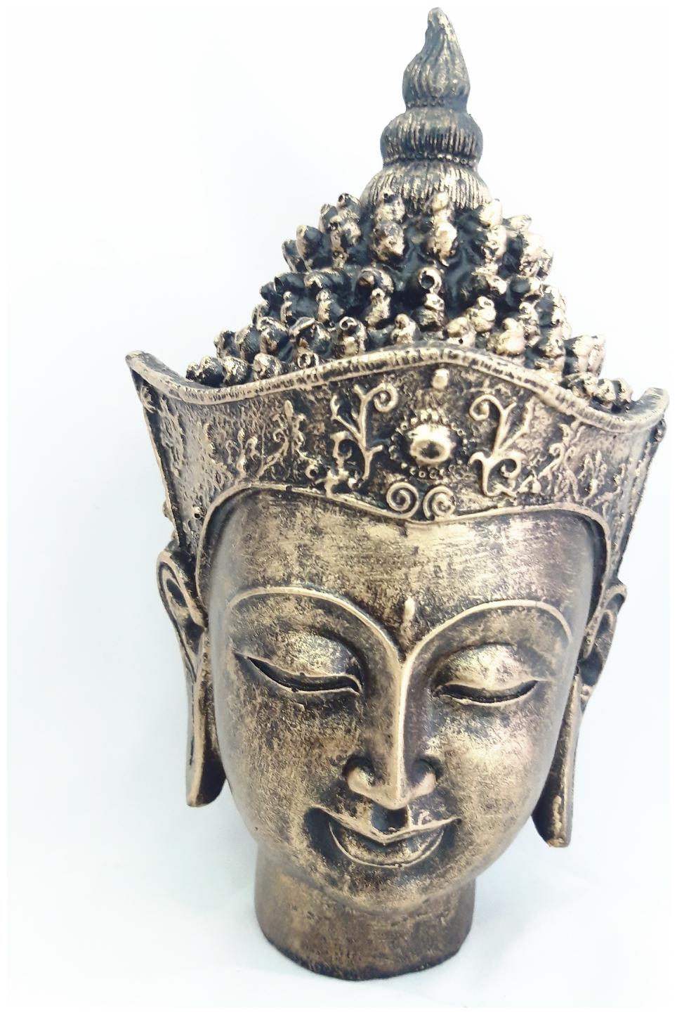 

Handcrafted Antique Finish Crown Buddha Head Showpiece Figurine(7 4 3 75 inch)
