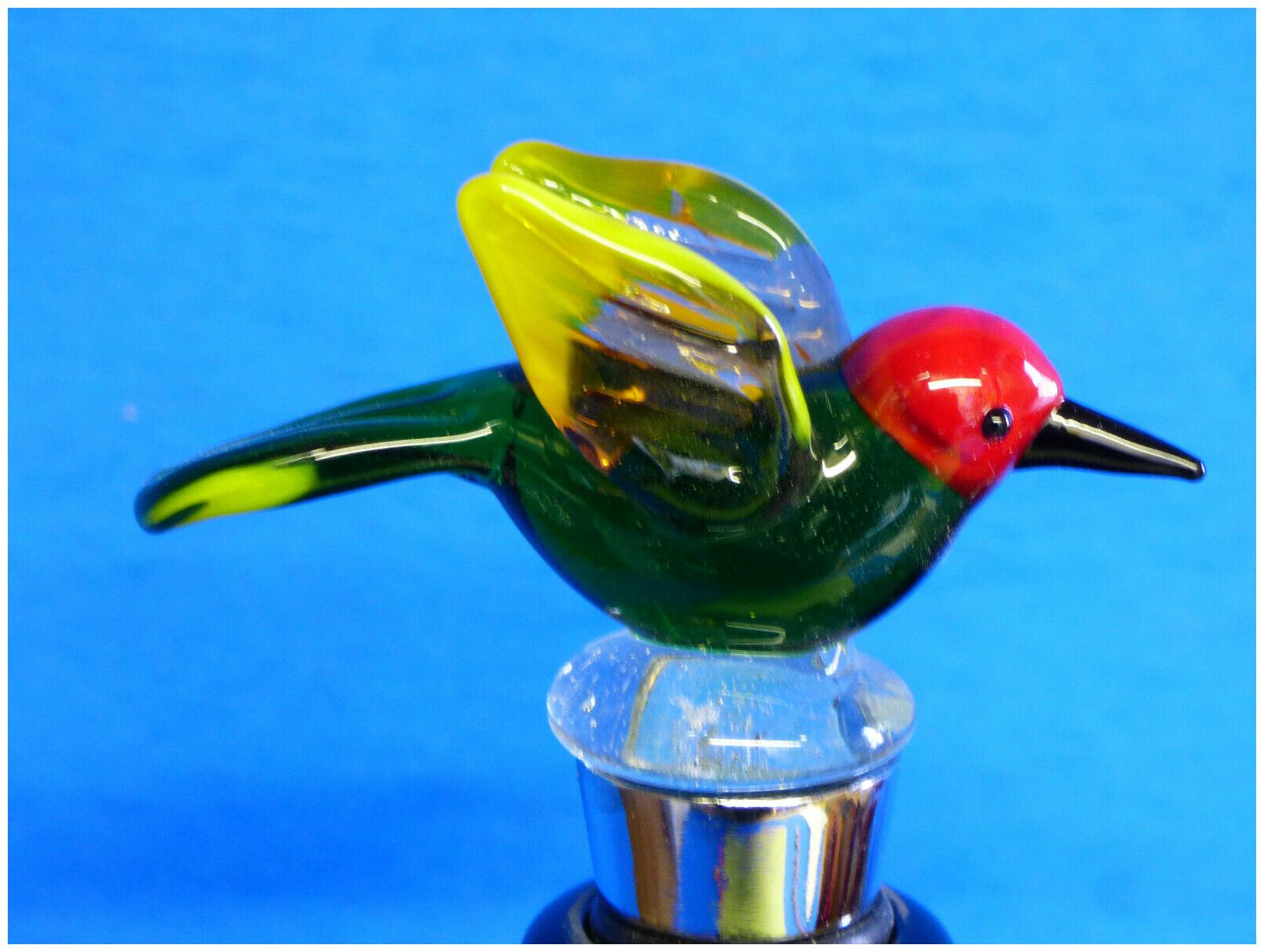 

Handcrafted Blown Glass Hummingbird NICE Wine Bottle Stopper Bar Gift Home 11A