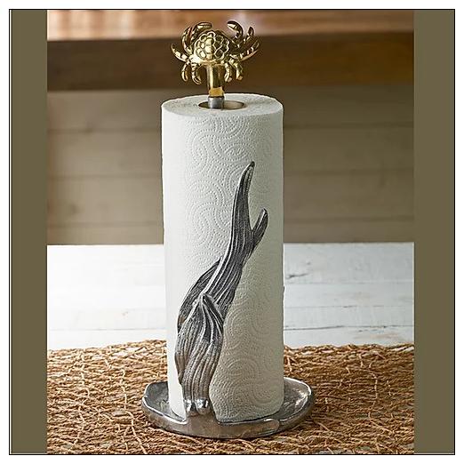 

Handmade Aluminum Paper Towel Toilet Paper Holder with Decorative Crab Design