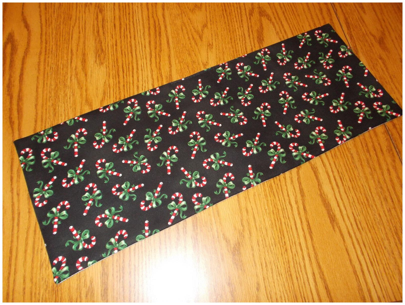 

Handmade Christmas decor MINI table runner Toilet Tank Topper black candy cane
