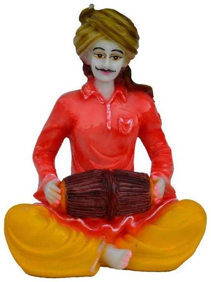 Handmade Polyresine Handmade Home Decor Showpiece Rajasthani Men Playing instrument