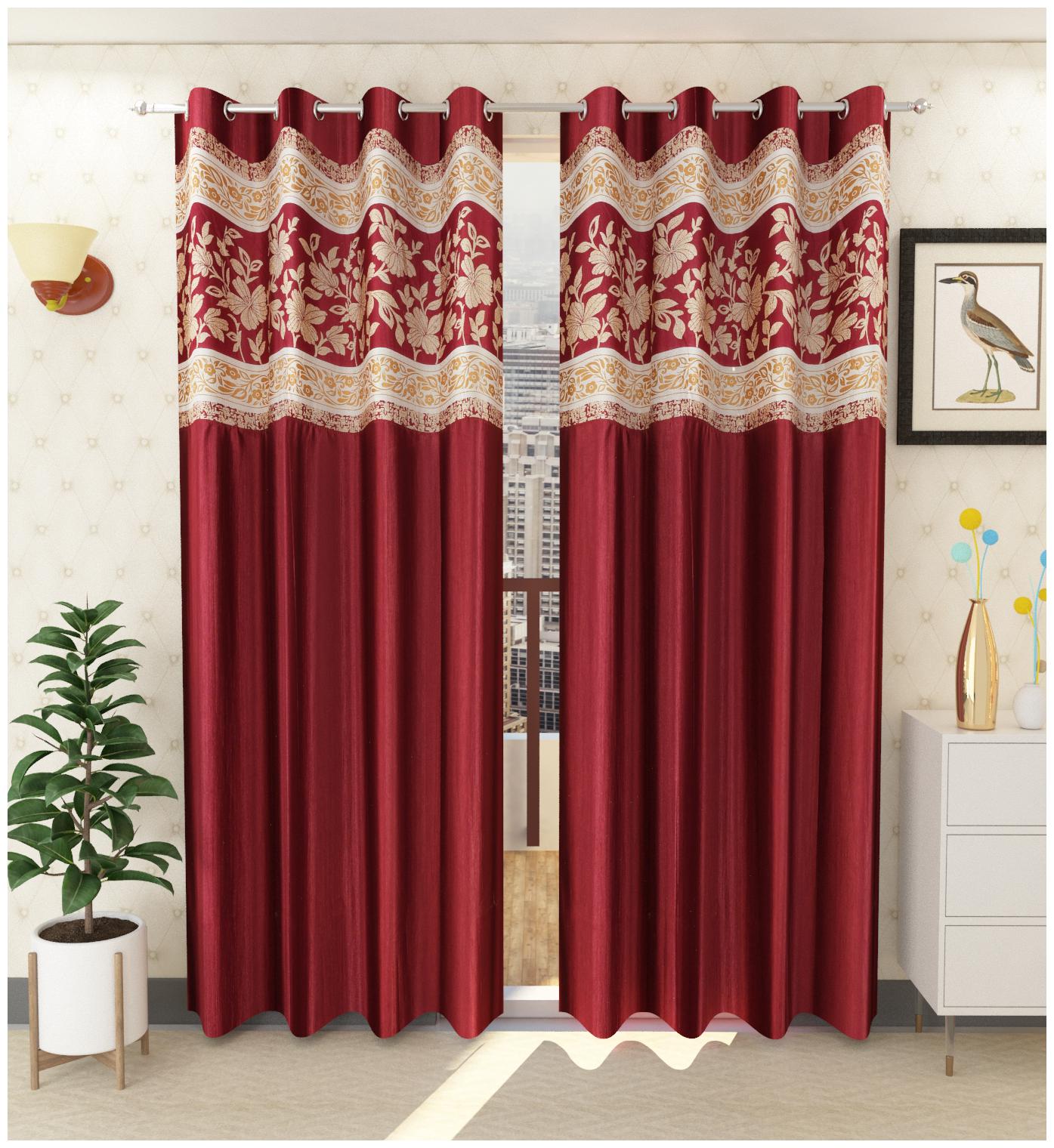 

Handtex Home Pack of 2 Room Darkening Print Patch Curtain For Door -Maroon