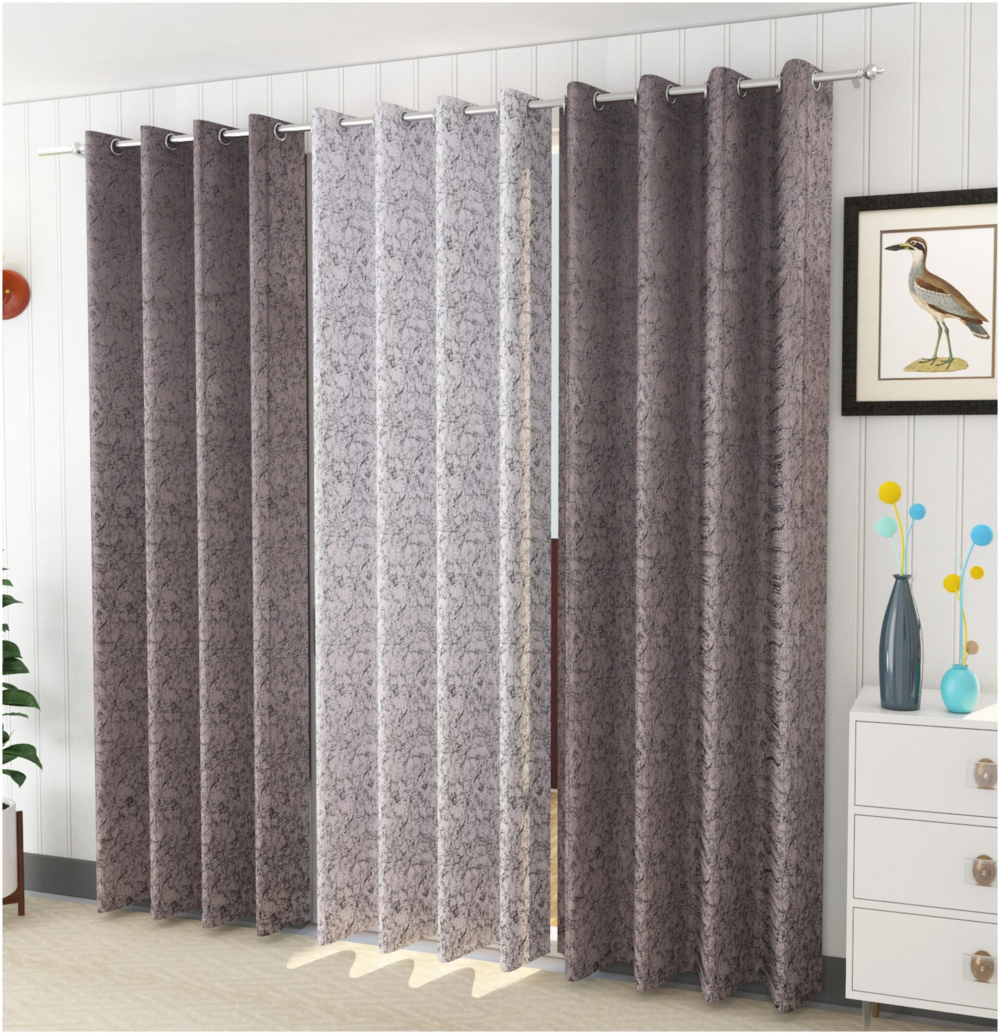 

Handtex Home Room Darkening Long Door Curtains Grey Brown