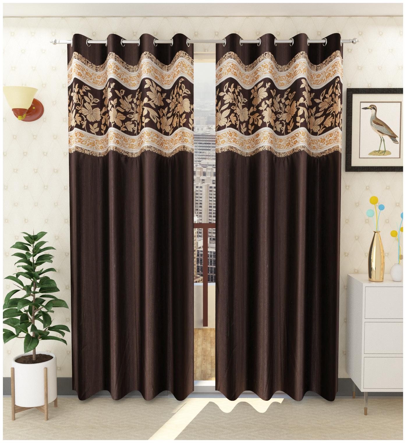 

Handtex Home Pack of 2 Room Darkening Print Patch Curtain For Door -Black