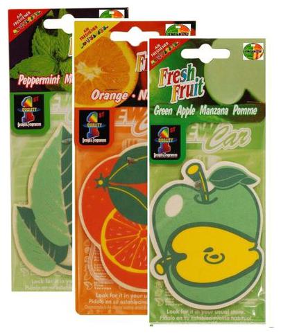 

Hanging Air freshners of 3 Apple Orange Peppermint