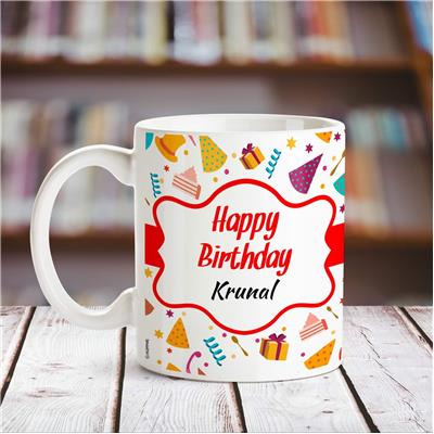 

Happy Birthday Krunal personalized name coffee mug